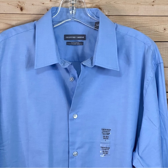 GEOFFREY BEENE Blue Stretch Collar Regular Fit Button Down Shirt NWT Mens size L - Picture 2 of 11